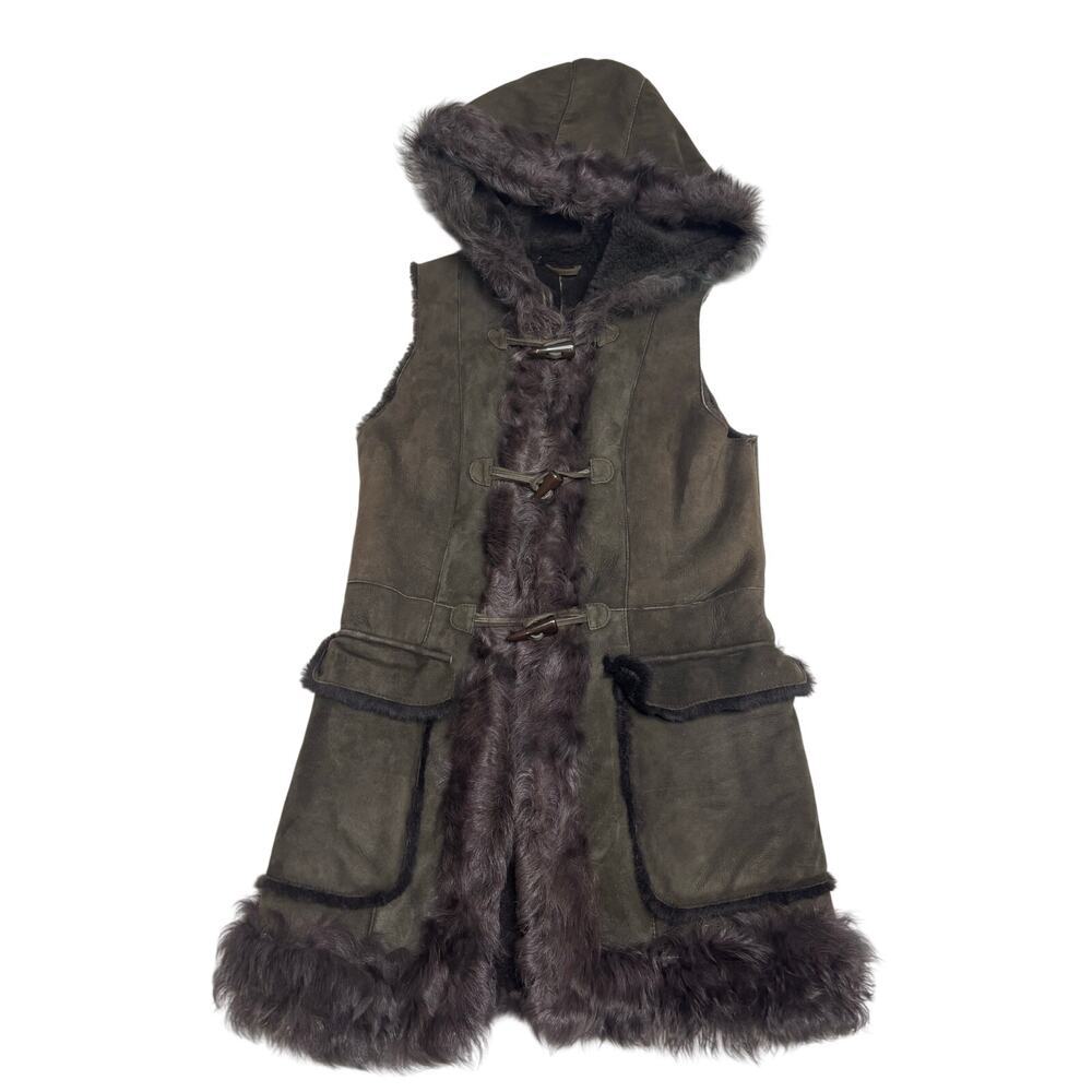 Trilogy Lamb Shearling Hooded Vest SZ XS